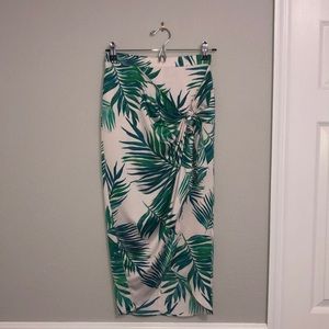 Cream palm leaf wrap skirt